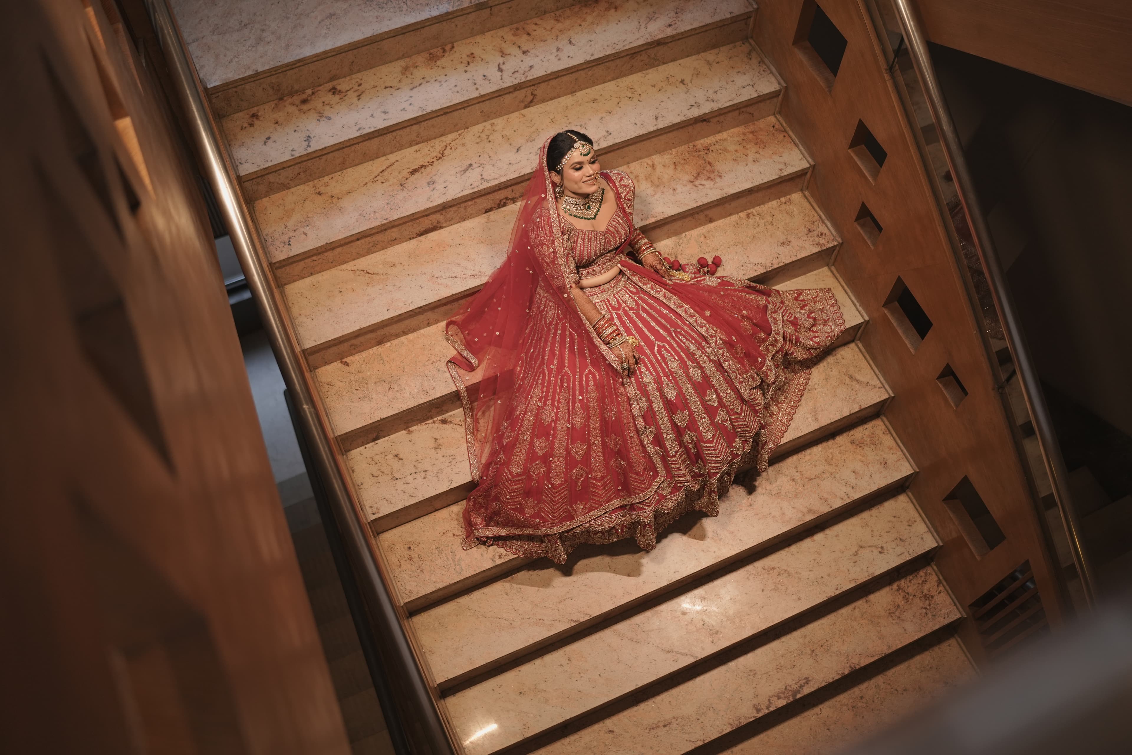 Elegant wedding couple portrait in natural light